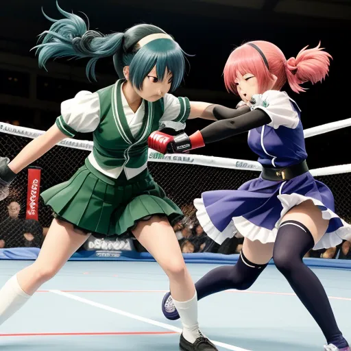ai upscale image: Rikka Takanashi fighting Sanae Dekomori