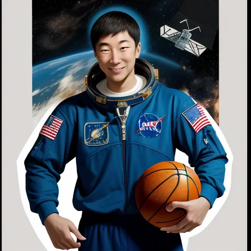 ai upscaler: astronaut playing basket ball