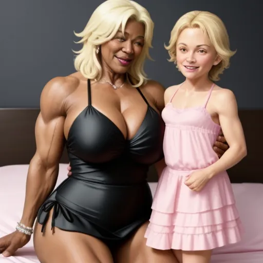 Ai Upscaler Huge Gilf Ebony Muscle Older Woman In Black