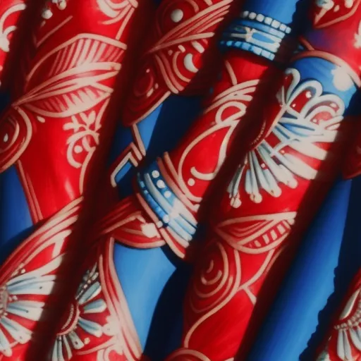 free online upscaler - a close up of a red and blue object with a pattern on it's surface and a blue background, by Kehinde Wiley