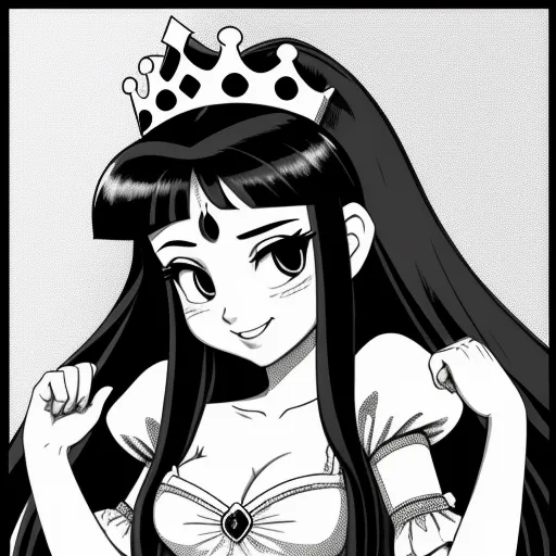 a cartoon character with long hair wearing a tiara and a bra top with a crown on top of her head, by theCHAMBA