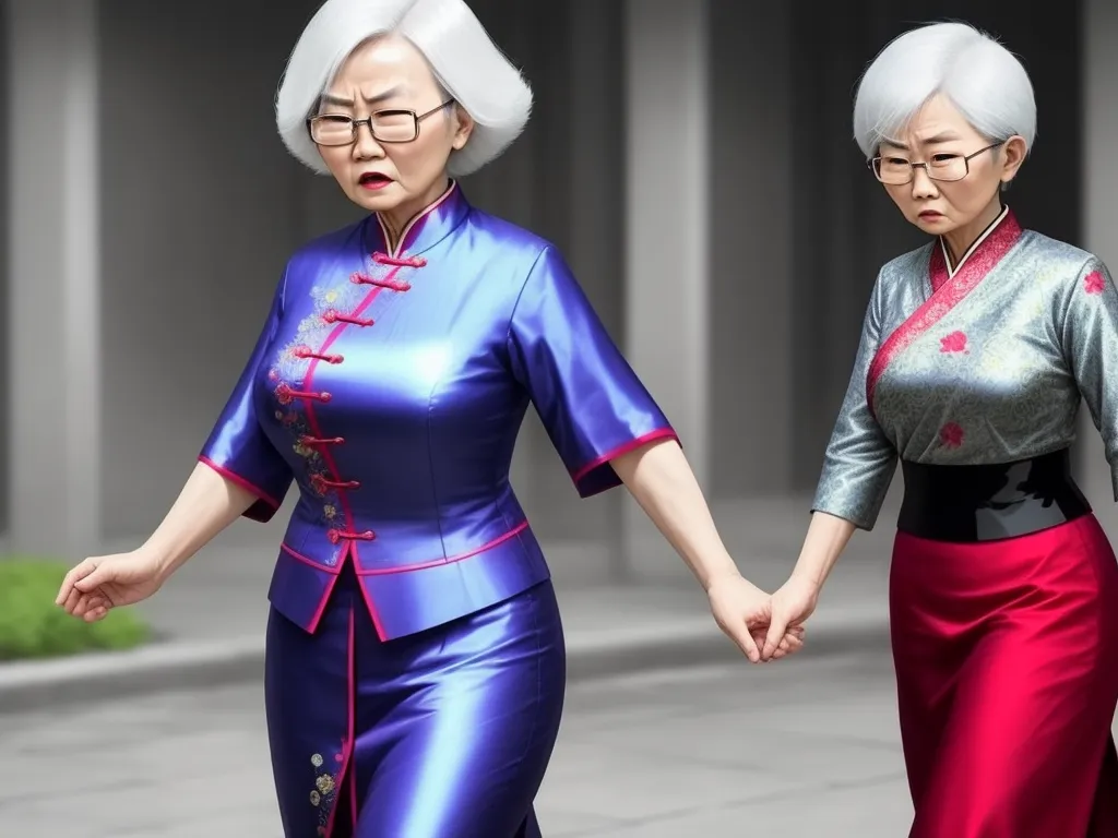 Print 4k Images Angry Asian Granny Busty Shiny Clothes 8110