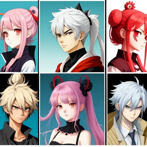 ai your photos - a series of anime characters with different hair colors and hair styles, all of which are different colors and sizes, by Toei Animations