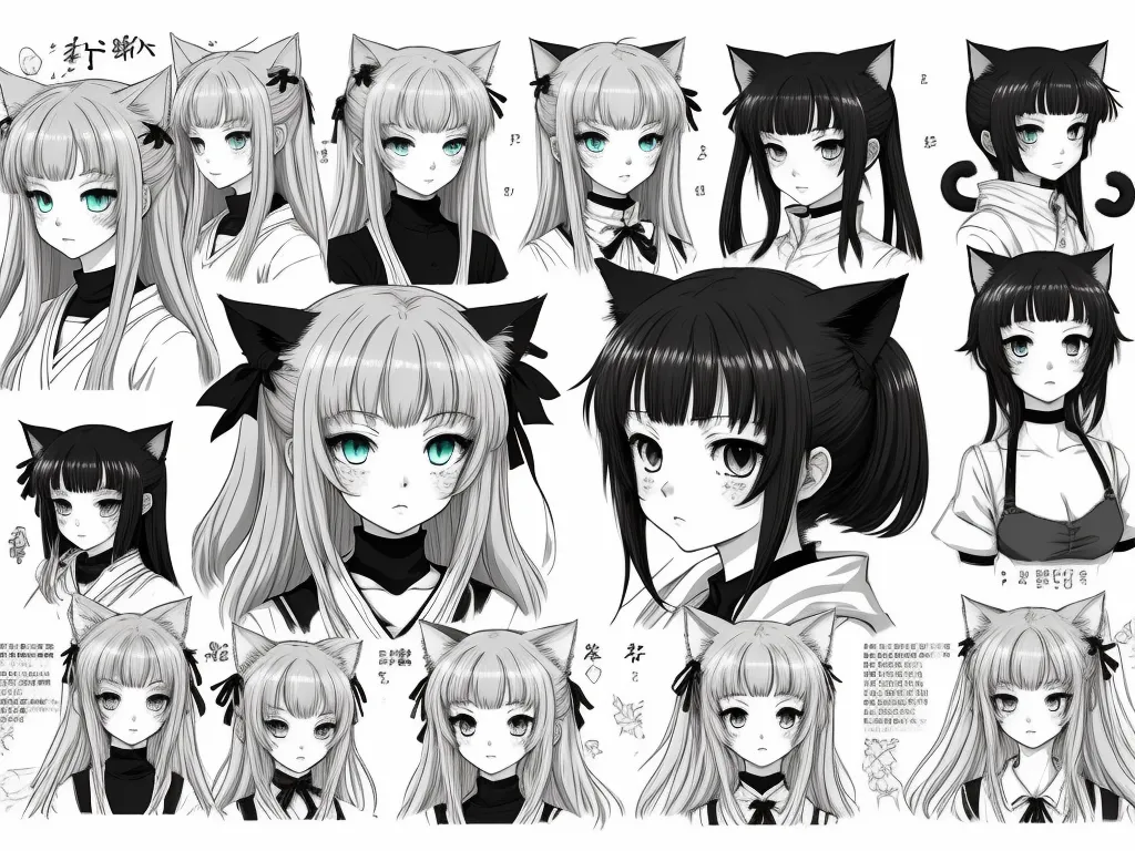 a bunch of anime character with different hair styles and expressions on them, all of which are in different styles, by Hanabusa Itchō