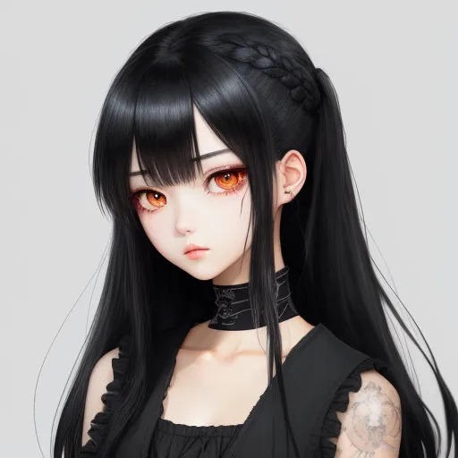 4k resolution pictures: Beautiful anime girl. Her hair is long black.