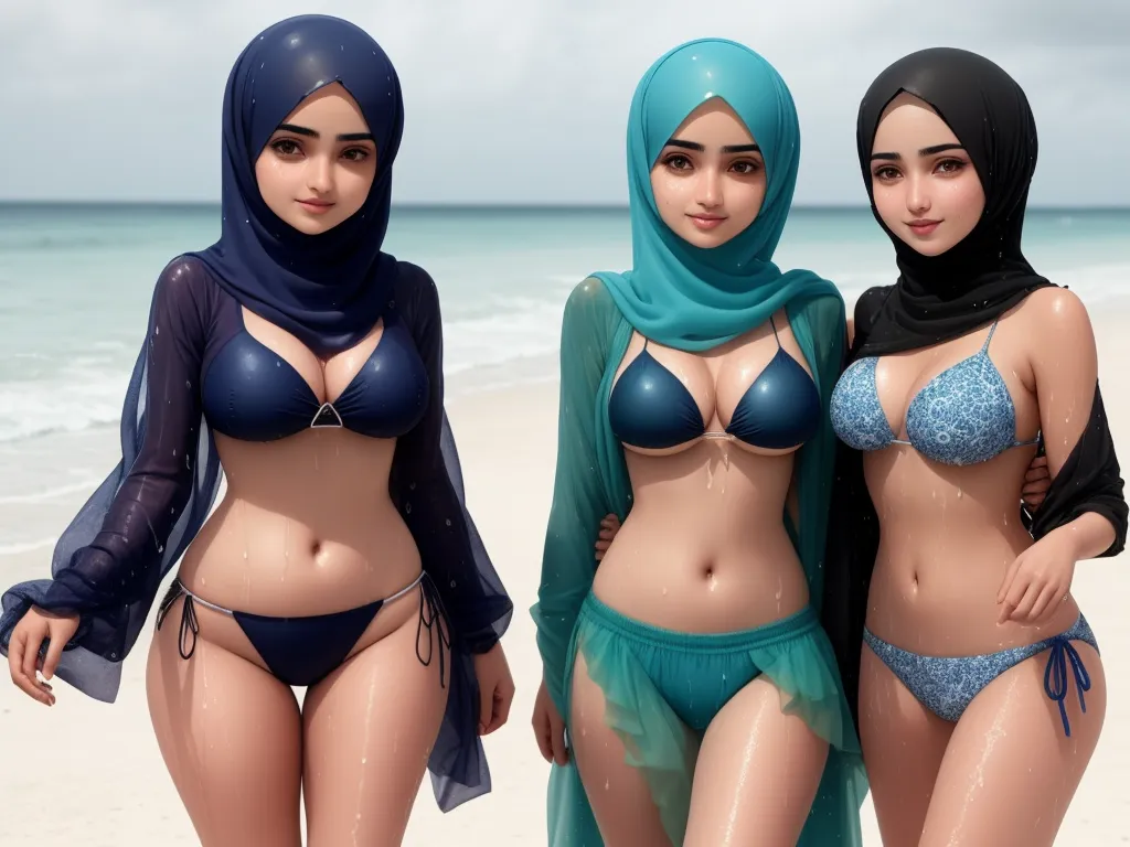 ai image generator free beautiful, stunning Muslim women in bikinis