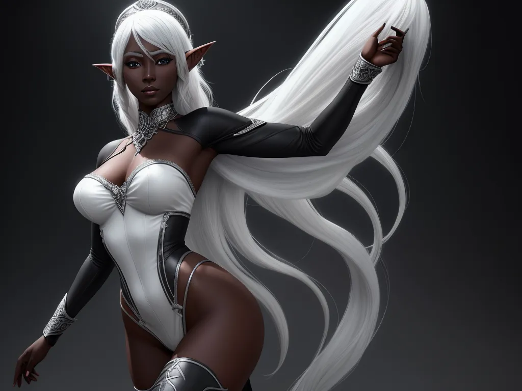 make image higher resolution - a woman with white hair and a white outfit with horns and horns on her head, and a white wig with white hair and silver accents, by Terada Katsuya