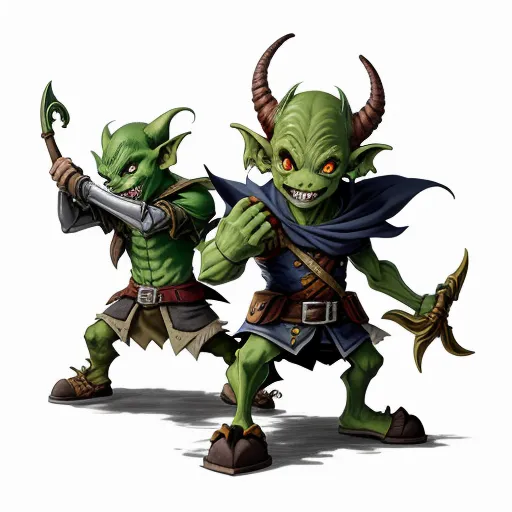 a couple of green monsters with horns and horns on their heads, one holding a sword and the other holding a sword, by Akira Toriyama