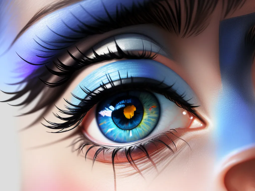 a close up of a woman's blue eye with a butterfly on it's iris and a butterfly on her eye, by Cyril Rolando