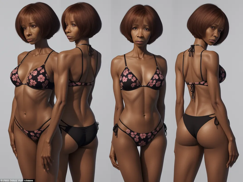 how to fix low resolution pictures on phone - a woman in a bikini and panties poses for a picture in three different poses, both of which are very large, by Pixar Concept Artists