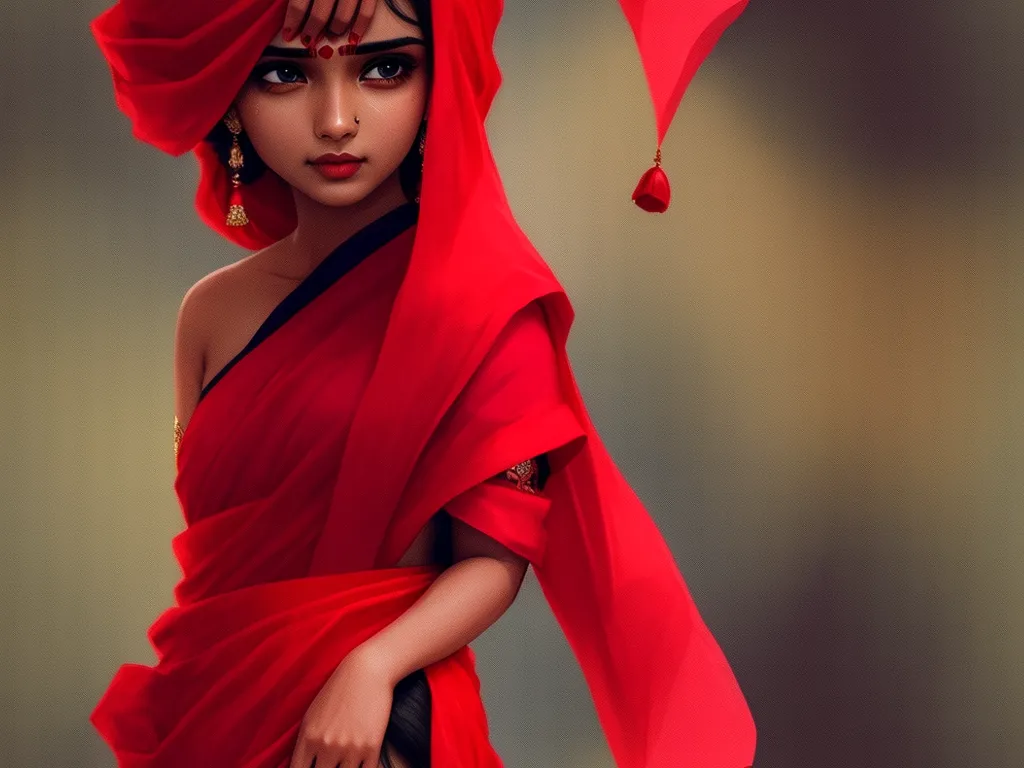 4k resolution picture converter - a woman in a red dress with a red shawl on her head and a red umbrella in her hand, by Daniela Uhlig