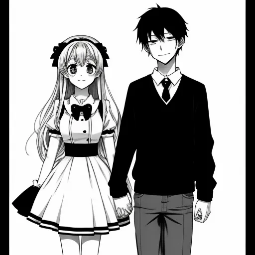 make a picture 4k online - a couple of anime characters standing next to each other in front of a white background with black and white lines, by Takeshi Obata