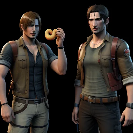 a couple of people standing next to each other holding donuts in their hands and looking at each other, by Dan Smith