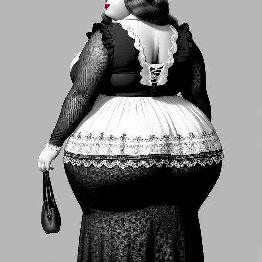 Upscale Image Black And White 1950s Fat Mexican Ssbbw With Huge