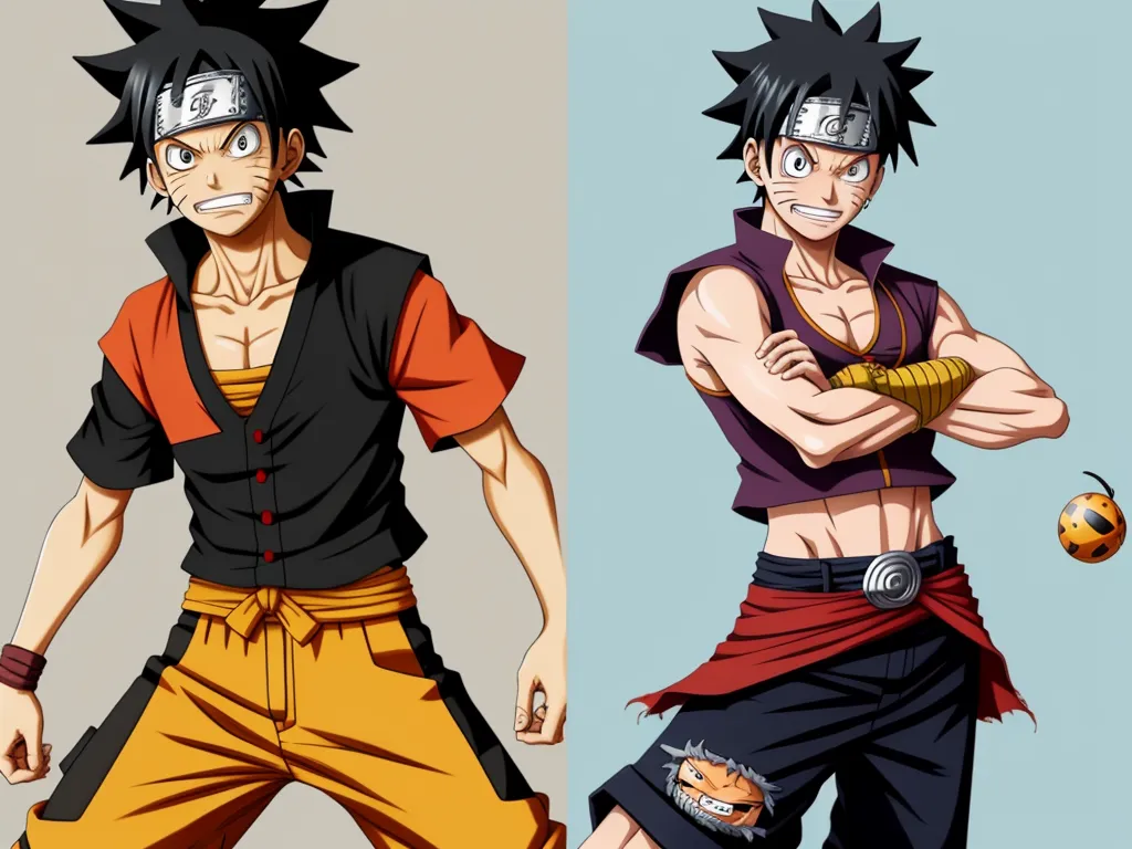 high quality maker - two anime characters with different outfits and hair styles, one is wearing a black shirt and the other is wearing a red shirt, by Toei Animations