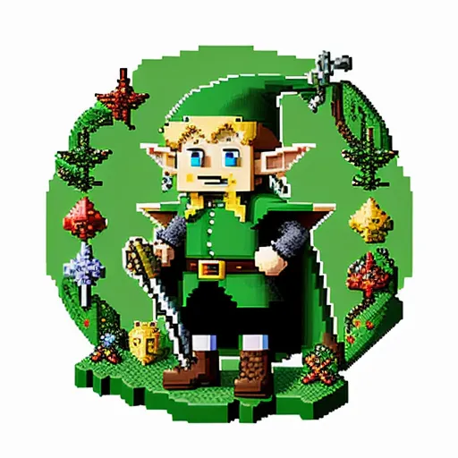 a pixel art of a link link link link link link link link link link link link link link link link link link link link link link link link link link link link link link link link link link link link link link link, by NHK Animation