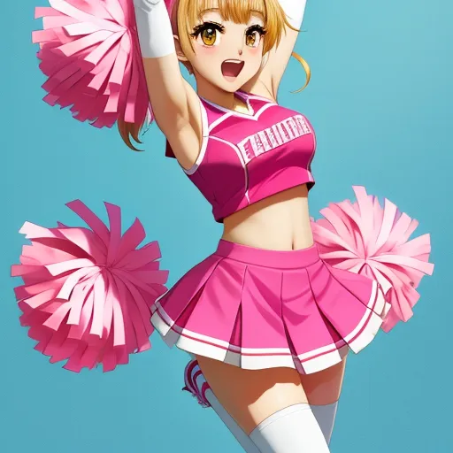 turn photo to hd - a girl in a cheerleader outfit is holding a cheer ball and a cheer pom pom pom, by Toei Animations
