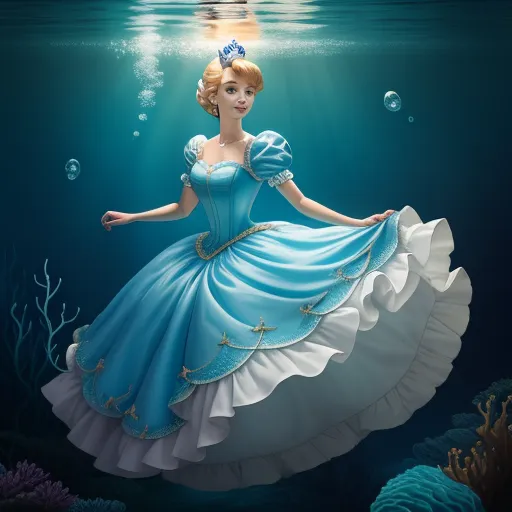 free hd photo converter: Cinderella Ballgown swimming underwater in