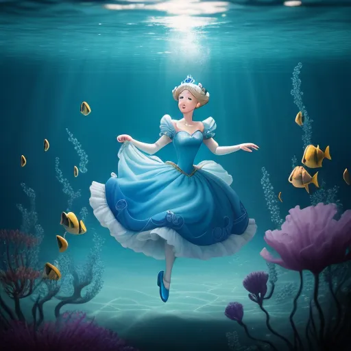 photo ai software: Cinderella swimming underwater