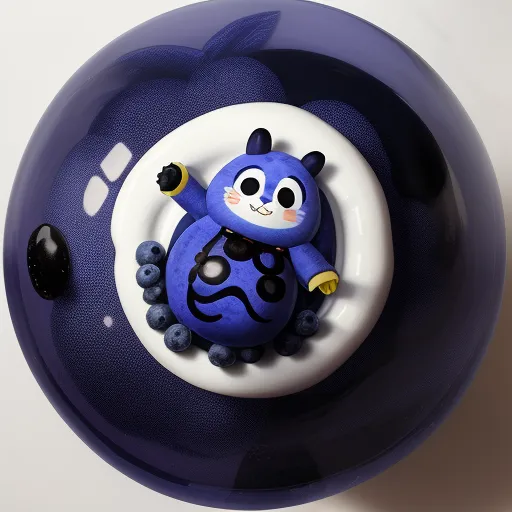 a blue and white object with a cat on it's back and a black and white object on the top, by Craola