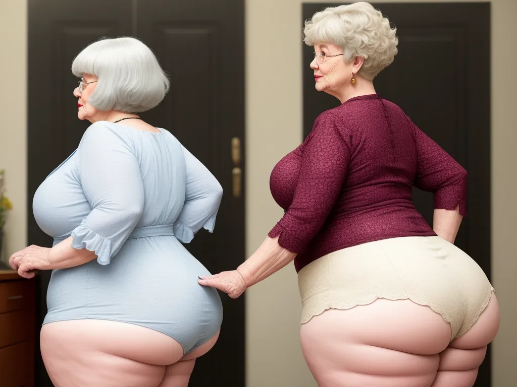 convert image Huge bbw granny short hairstyle, showing very big