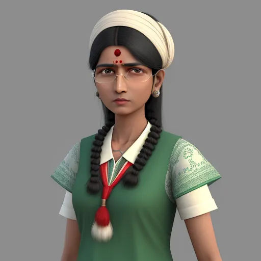 hd images - a woman with a turban and a green shirt and a white headband and a red and white necklace, by Raja Ravi Varma