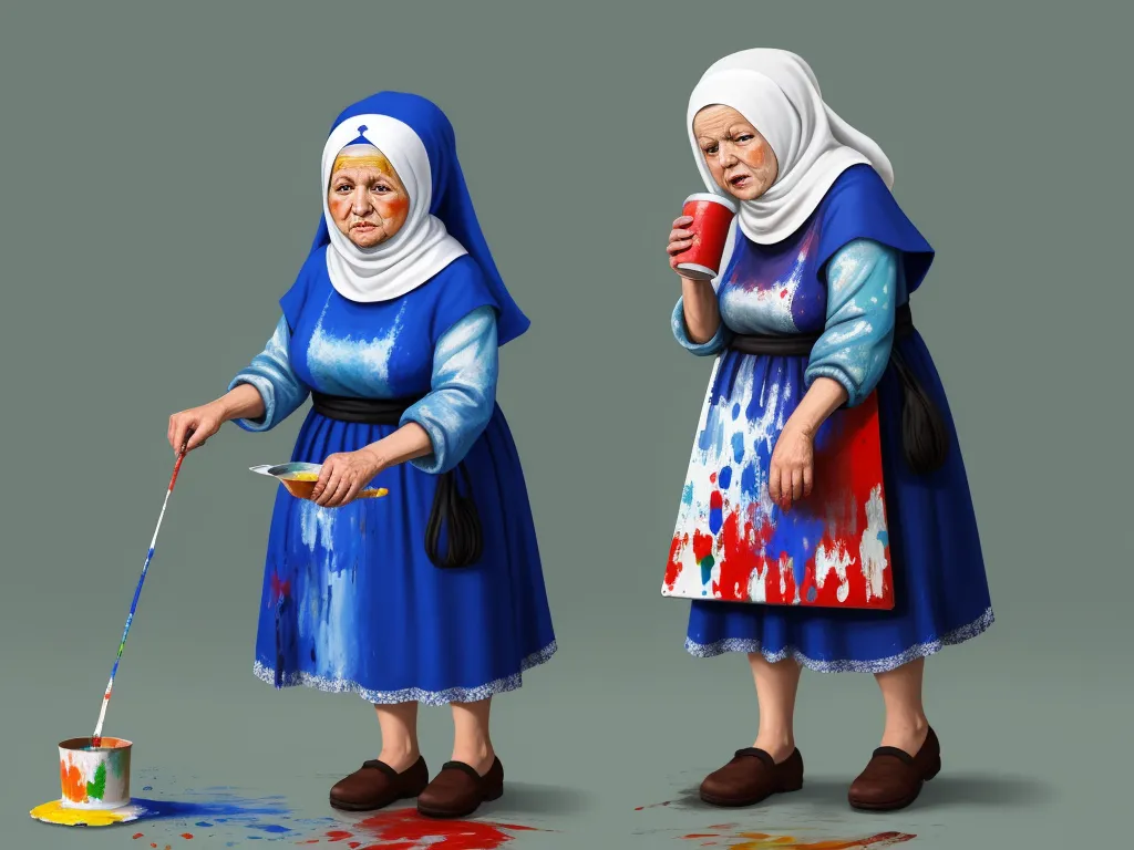 convert image to 4k resolution babushka woman huffing paint full body
