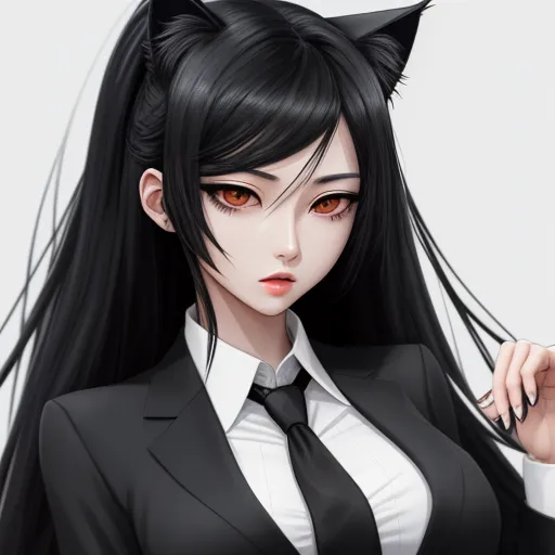 Convert Low Res To High Res Anime Woman With Black Eyes Long Straight Black 6666