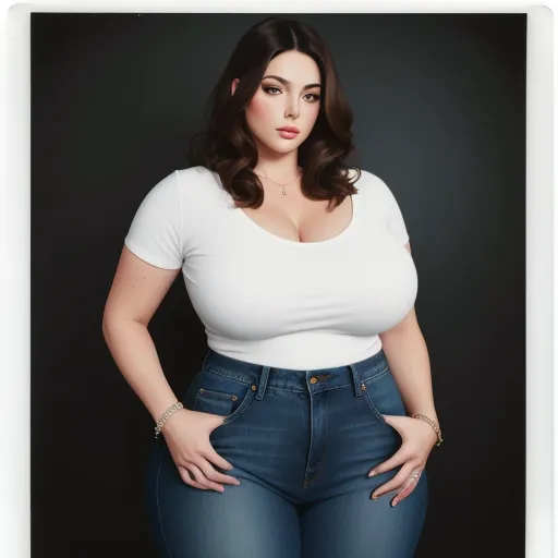 convert low res to high res: brunette, jeans, huge, huge, thick, voluptuous