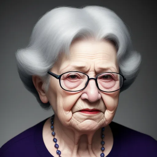 inch to pixel converter - an old woman with glasses and a necklace on her neck is looking at the camera with a serious look on her face, by Adam Martinakis