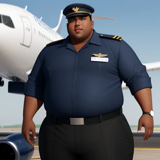 a man in a uniform standing in front of a plane on the runway with his hands on his hips, by Pixar Concept Artists