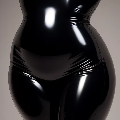 a woman in a black latex outfit is posing for a picture with her butt exposed and her legs bent, by Terada Katsuya