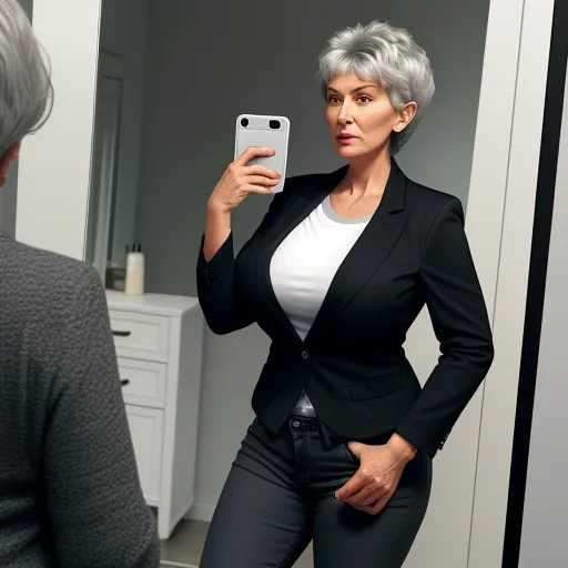 Convert Pic Hort Granny With Short Grey Hair And Huge Full