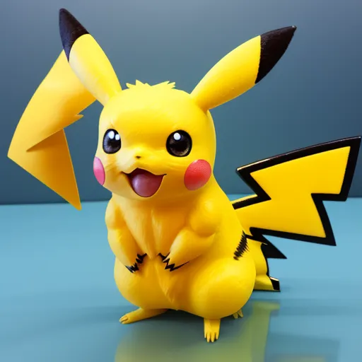 ai image enhancer - a yellow toy with a black tail and a yellow pikachu figure next to it's tail, by Ken Sugimori