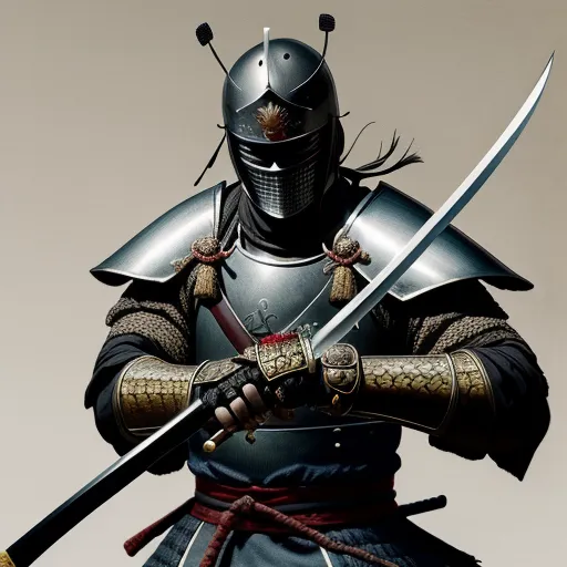 ai website that creates images - a man in a suit of armor holding two swords and a sword in his hands, with a sword in his hand, by Gatōken Shunshi