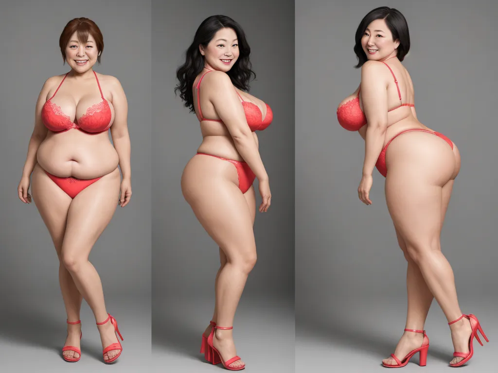 highest resolution image - a woman in a red bikini posing for a picture with her butt exposed and her legs crossed, and her right hand on her hip, by Terada Katsuya