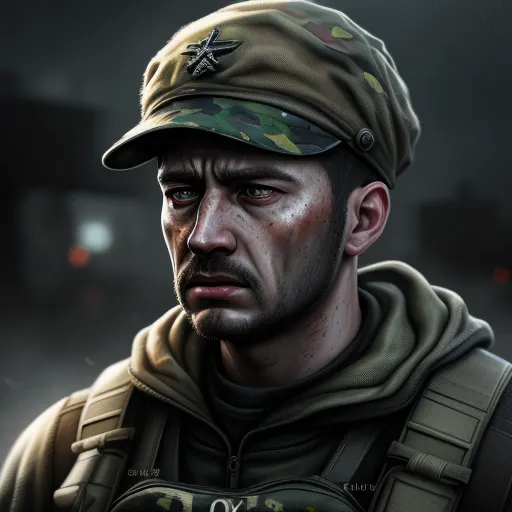 a man in a military uniform with a serious look on his face and a serious look on his face, by Anton Semenov