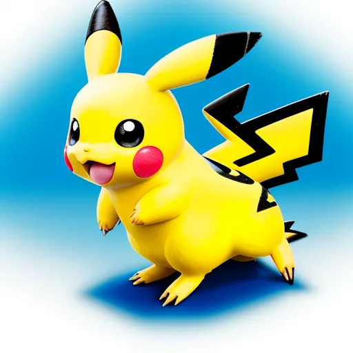 ai picture generator from text - a cartoon pikachu is sitting on the ground with a blue background and a black and white outline, by Ken Sugimori