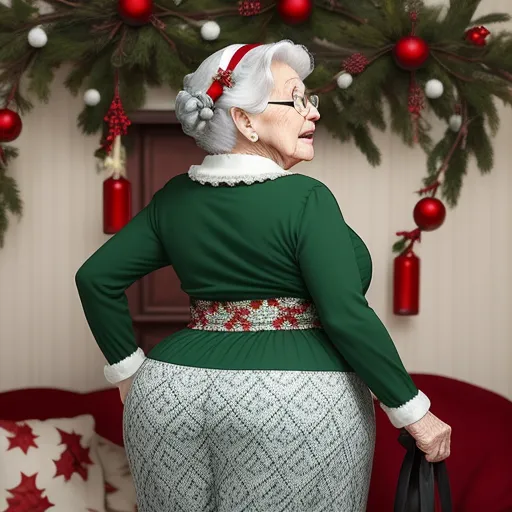 Convert To Picture Granny Showing Her Big Booty Under Mistletoe