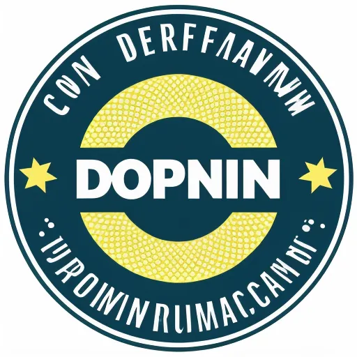 a logo for a company with a circular design and stars on it, with the words doppin in white, by Méret Oppenheim