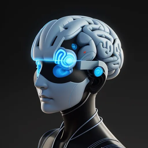 low res image to high res - a robot with a glowing head and glasses on it's face, with a glowing light in the middle of the head, by Adam Martinakis