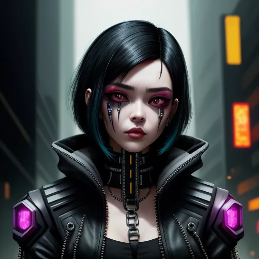 ai image generator: Cyberpunk girl black hair