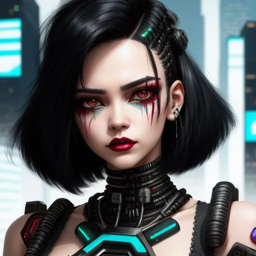 image quality enhancer: Cyberpunk girl black hair