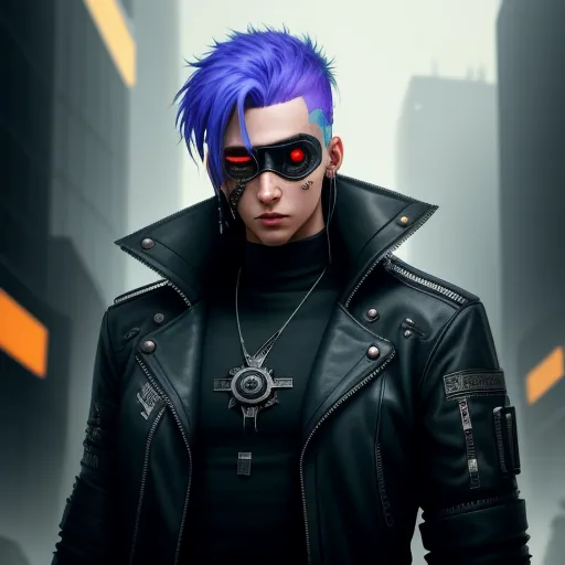 8k pics: Cyberpunk male tech with eyepatch