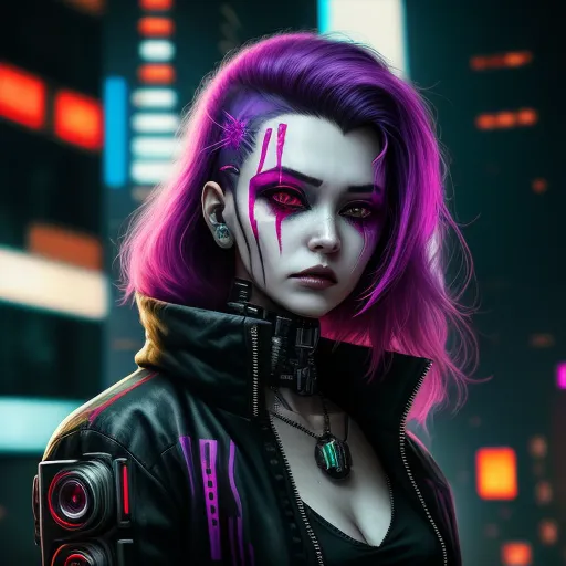 img to img: Cyberpunk woman shot