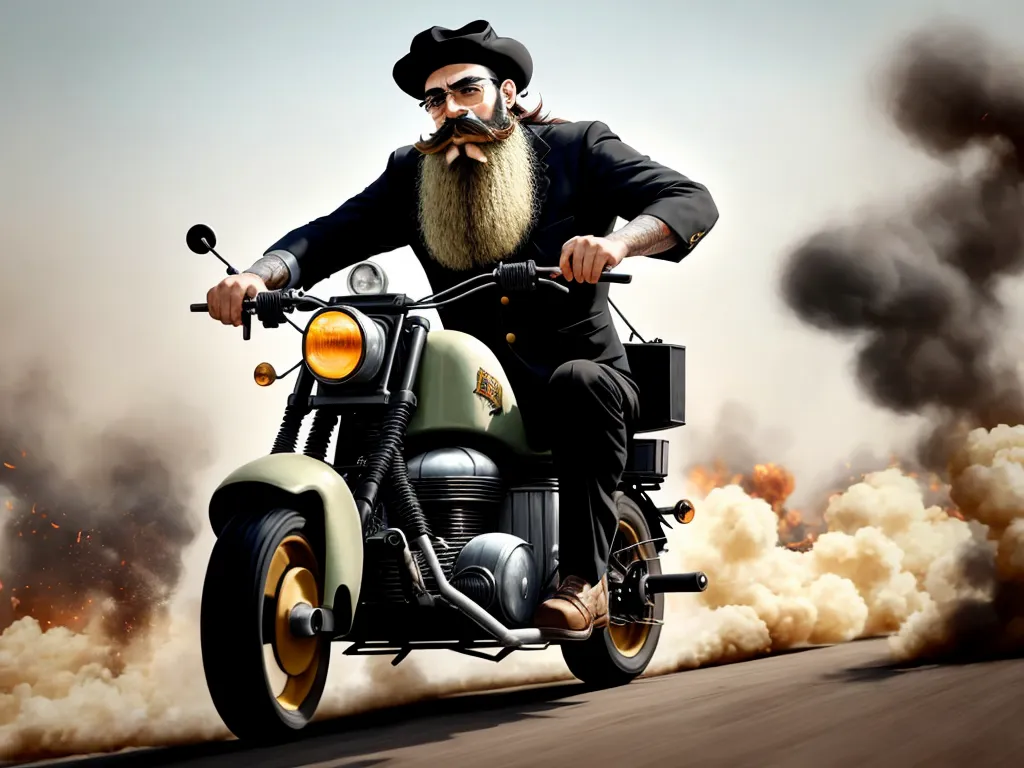 File To Image Dude With Beard And Mustache Riding On Three