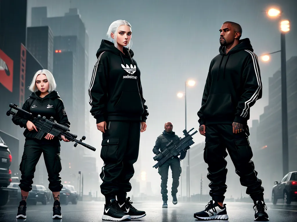 how do i improve the quality of a photo - a group of people standing in the middle of a street with guns in their hands and two of them wearing black, by Hendrik van Steenwijk I