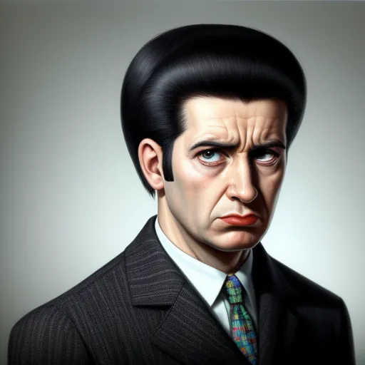 convert image to text ai - a man with a suit and tie with a frown on his face and a suit jacket on his shoulders, by Shusei Nagaoko