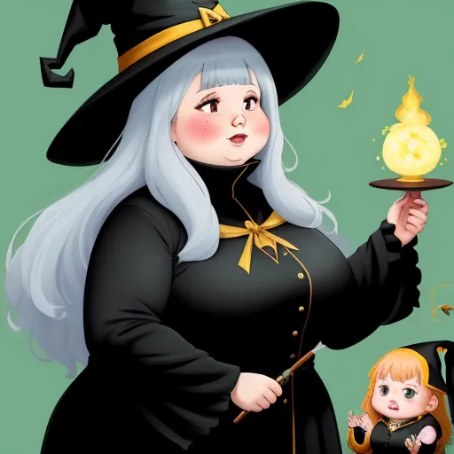 best free text to image ai - a woman in a witches costume holding a small child in her hand and a small doll in the other hand, by Rumiko Takahashi