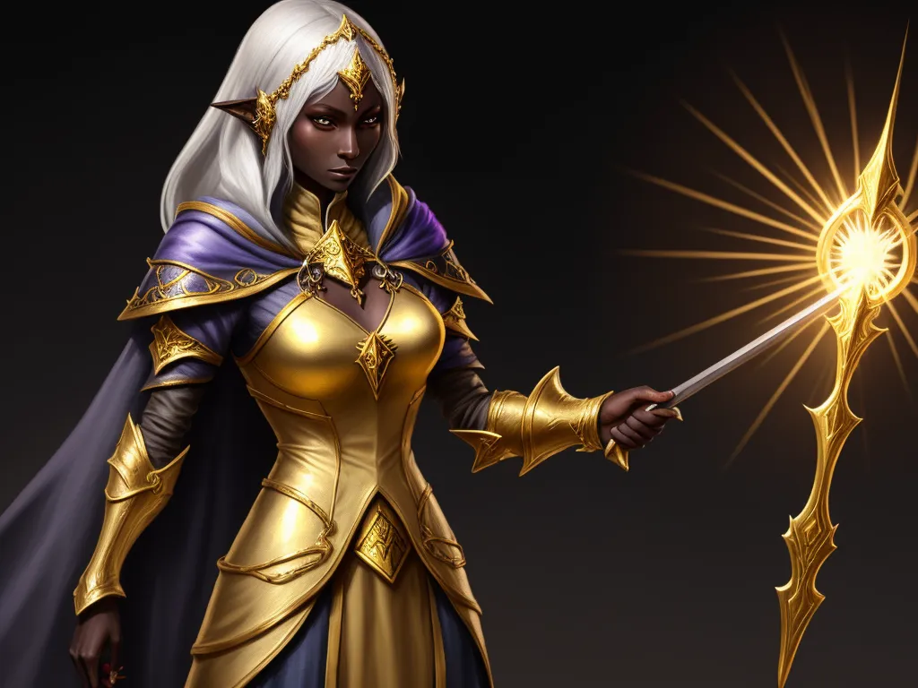 File Image Female Drow Cleric Golden Clothes Without Armor   Female Drow Cleric Golden Clothes Without Armor Gcskqz.webp